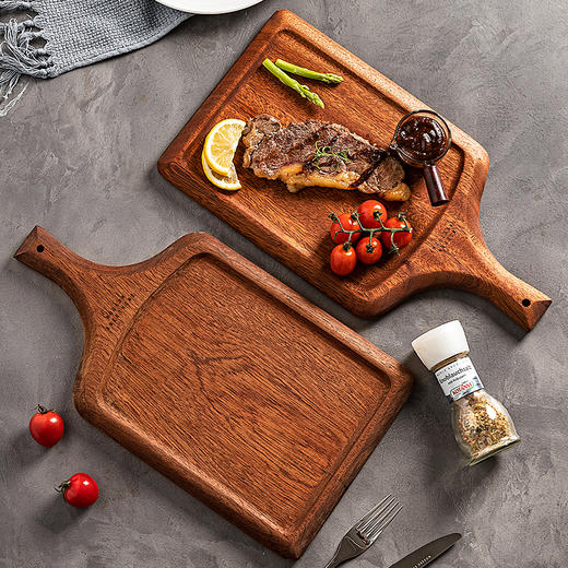 摩登主妇牛排餐盘刀叉三件套西餐盘子餐具披萨牛排板乌檀木质托盘 商品图1