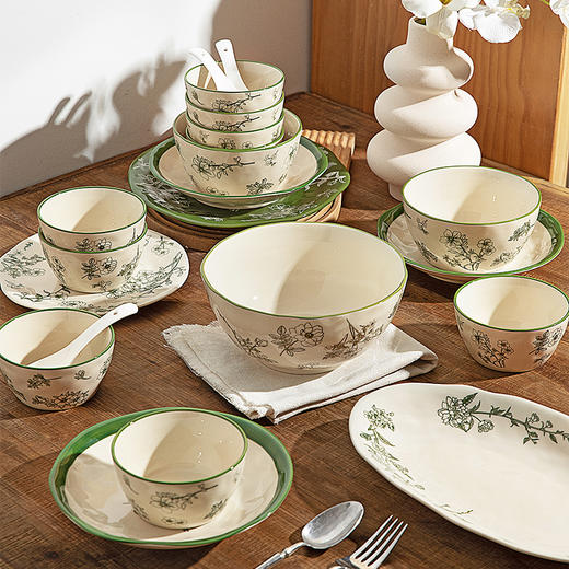 摩登主妇釉下彩餐具碗碟家用2025新款碗具漂亮的盘子陶瓷饭碗汤碗 商品图2