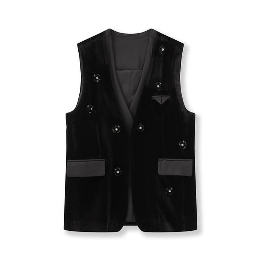 「高货wl」全新升级【铂金会员349/天猫469/差价120】(12308)洛诗琳重工亮片绣花马甲外套2025秋季新款洋气V领马甲上衣 商品图4