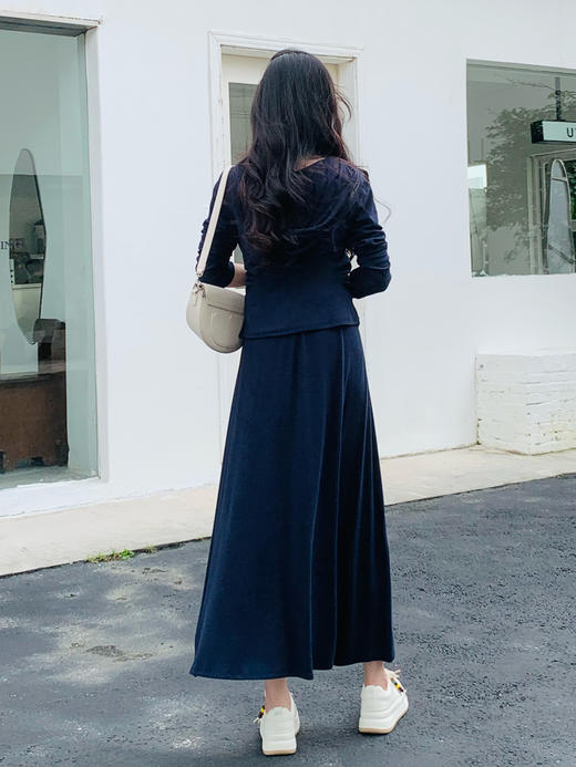 【百图lulu定制】【糯米套裙】假两件长袖连帽上衣  直筒半裙 垂感软糯 套装 商品图13