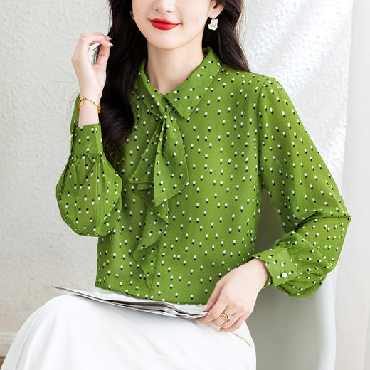 KQL 369H9971法式气质雪纺飘带衬衫时尚洋气减龄上衣 商品图1
