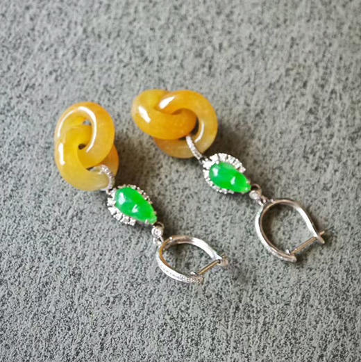 黄翡套环绿葫芦耳坠 商品图1