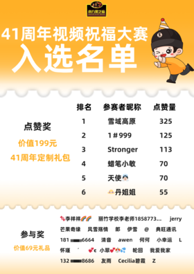 41周年视频祝福大赛获奖公示🎊