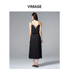 VIMAGE纬漫纪气质通勤显瘦收腰假两件黑色吊带连衣裙2025秋季新款V2407104 商品缩略图4