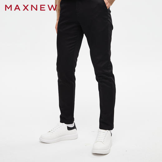 【门店同款】马恩MAXNEW男装年秋季黑色梭织长裤直筒百搭宽松通勤 商品图2