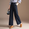 QYM 5916-Y纽扣款阔腿裤高腰直筒裤宽松休闲腰带裤裤 商品缩略图1