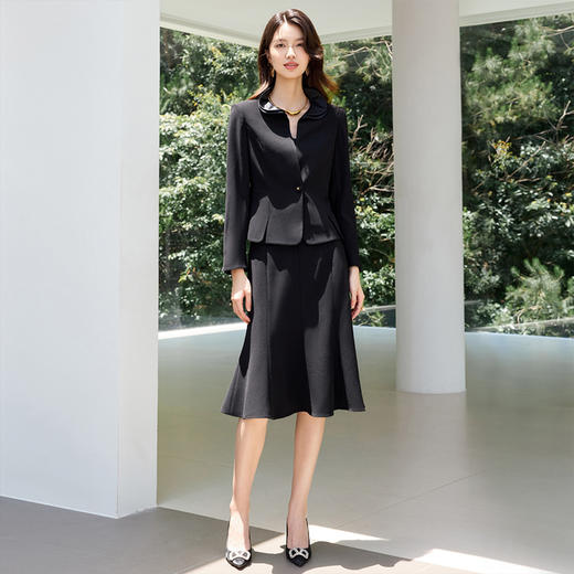 IWY/高级感黑色职业西装套裙女优雅正式场合鱼尾裙两件套25CS805 商品图3