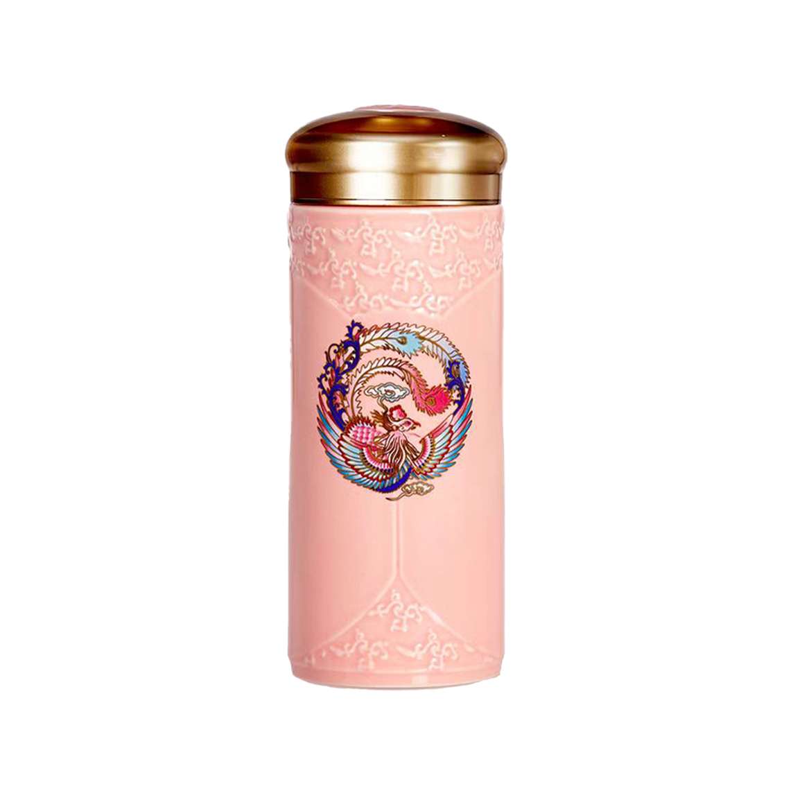 乾唐轩龙凤呈祥喜凤双层随身杯 樱花粉款