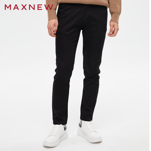 【门店同款】马恩MAXNEW男装年秋季黑色梭织长裤直筒百搭宽松通勤 商品图1
