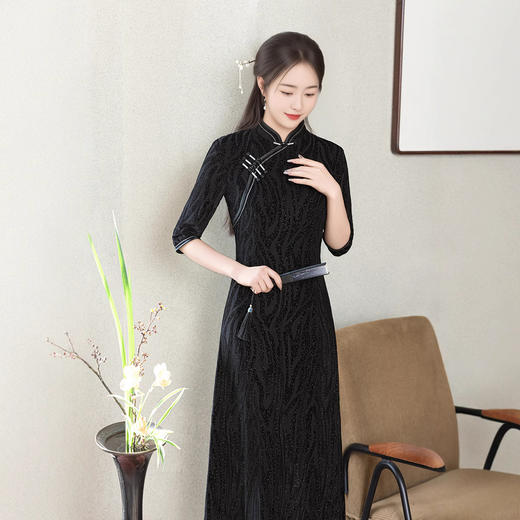 长款时尚显瘦复古高档旗袍SYG2521 商品图1