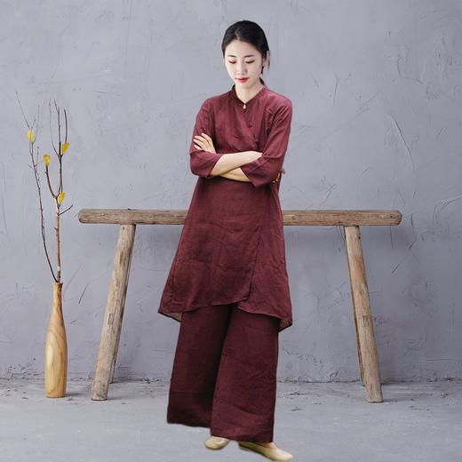 苎麻轻薄两件套酒红色GYD0307 商品图3