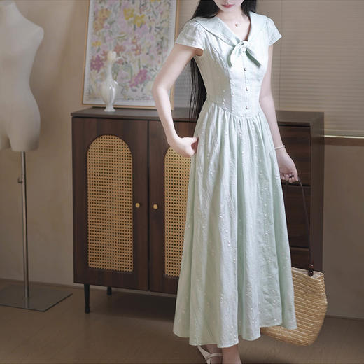 裁缝学苑AQ521小飞袖收腰扭结领棉麻连衣裙纸样女装短袖裙子样板图纸 商品图2