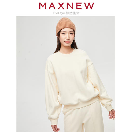 【门店同款】马恩MAXNEW女装圆领纯色卫衣秋冬时尚百搭宽松潮流卫 商品图2