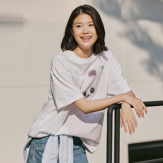【奶噗噗联名】马恩MAXNEW2025夏新款圆领短袖宽松t恤女印花半袖 商品图2