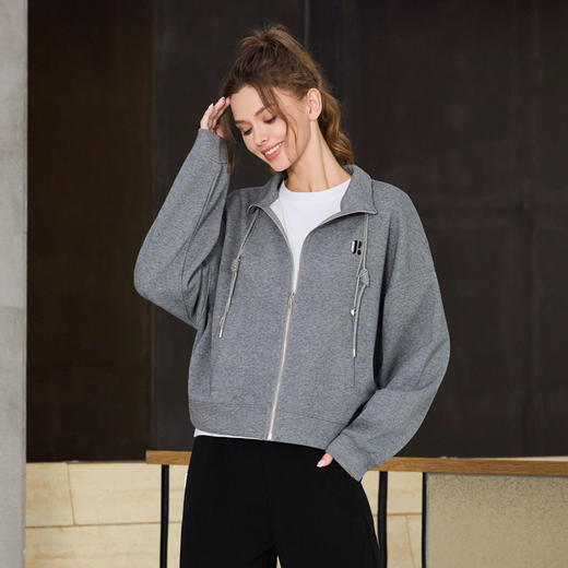 半身缘女装 春季双绳刺绣舒适挺阔时尚卫衣外套261113U08040018 商品图1