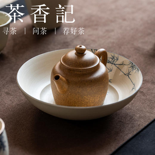 茶香记粉引手绘干泡盘青竹德化陶瓷壶承茶室茶具一物多用清雅茶盘 商品图4