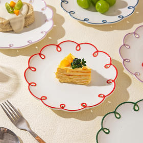 摩登主妇釉下彩甜品蛋糕盘陶瓷法式餐具早餐盘精致下午茶点心盘子