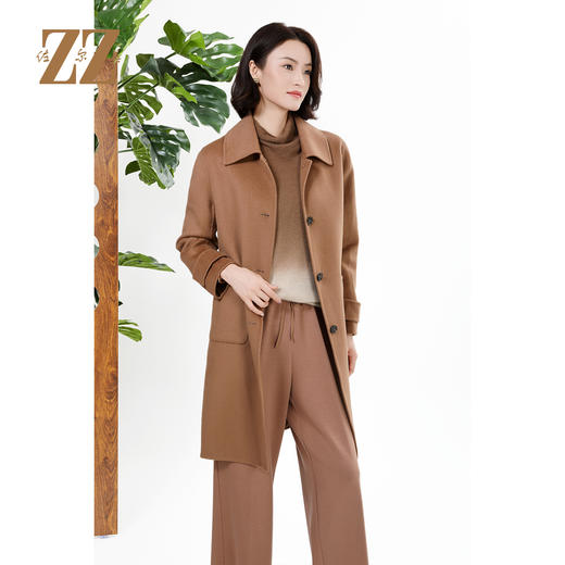 佐尔美秋冬新款复古经典简约气质绵羊毛双面呢中褛女M44SM09 商品图2