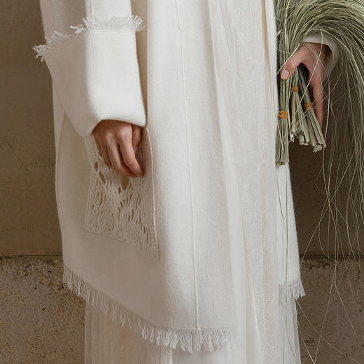 【林栖设计小店】（现货）绵羊毛毛织外套镂空仿手钩花流苏2025秋冬新款长袖毛衣女1954007 商品图3