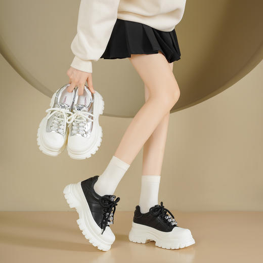 Westory2025年秋季厚底系带运动鞋板鞋休闲深口单鞋S25CM76471 商品图1