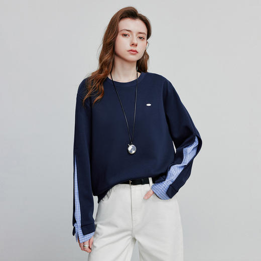 初语 拼接设计感卫衣女2025秋冬新款宽松休闲松弛感上衣长袖 商品图1