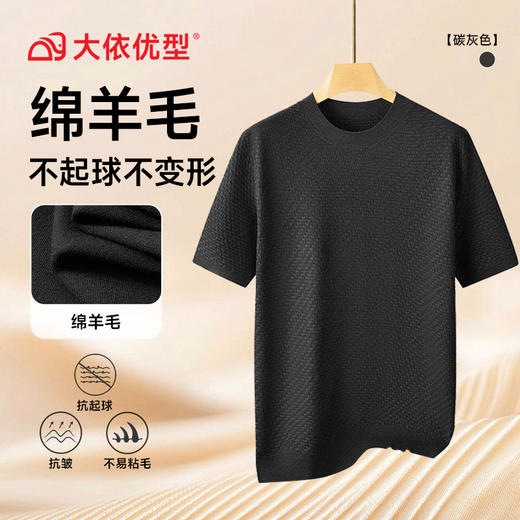【绵羊毛】【DDT】大依优型大码男装男士圆领短袖毛衣加肥加大码宽松毛线衫内搭针织衫 商品图3