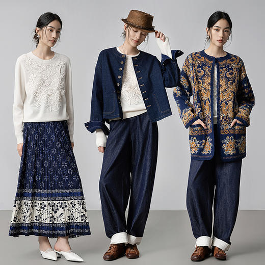 【林栖设计小店】（米白预售12.26）绵羊毛毛织上衣盘带绣优雅百搭2025秋冬新款套头毛衣女1954038 商品图9