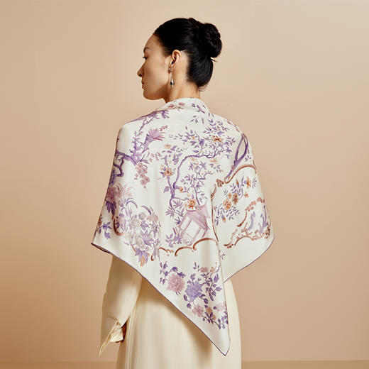 凤凰之家“亭揽四时”双面印花大方巾 商品图4