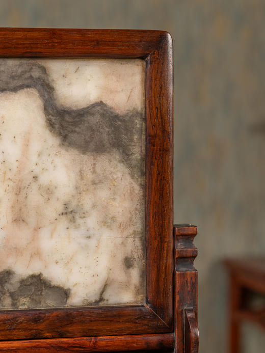 清	红木嵌云石插屏 商品图3