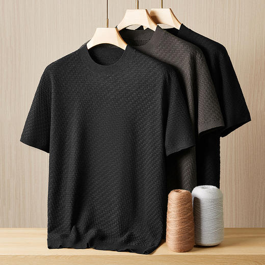 【绵羊毛】【DDT】大依优型大码男装男士圆领短袖毛衣加肥加大码宽松毛线衫内搭针织衫 商品图6