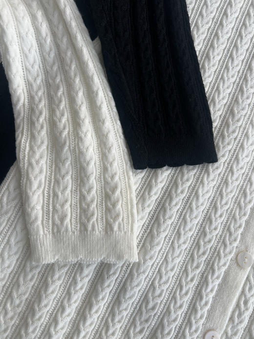 🌟秋款上新❗老钱风美学‼【MOMOTIABIN翻领纯色镂空纺羊毛针织开衫HJZXZ158】💖一眼就能感受到的高级感！⁩✅减龄娃娃领口设计，🍭⁮时髦又显瘦！ 商品图6