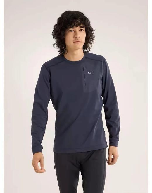 袅家户外男士运动健身休闲弹力超柔轻量抓绒打底衫长袖T恤 商品图1