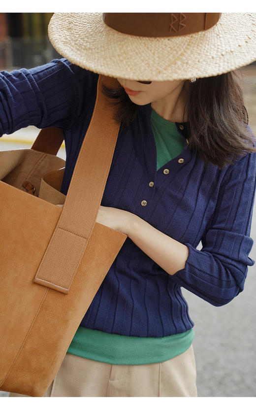 🍭🍭【MOMOTIABIN圆领系扣半开坑条针织精纺羊毛衫HJZXZ192】😁让人眼前一亮的百搭冠军，💗三*木同款本期Bl入的一款，高级面料柔软舒适，🌟透气性好 商品图2