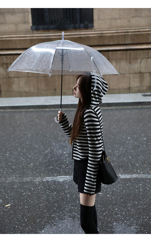 🌈早秋最佳双股精纺羊毛外套 【MOMOTIABIN连帽小条纹拉链精纺羊毛开衫HJZXZ156】✅慵懒感连帽条纹，🙈毫不费力面料软糯糯的巨舒服 商品图4