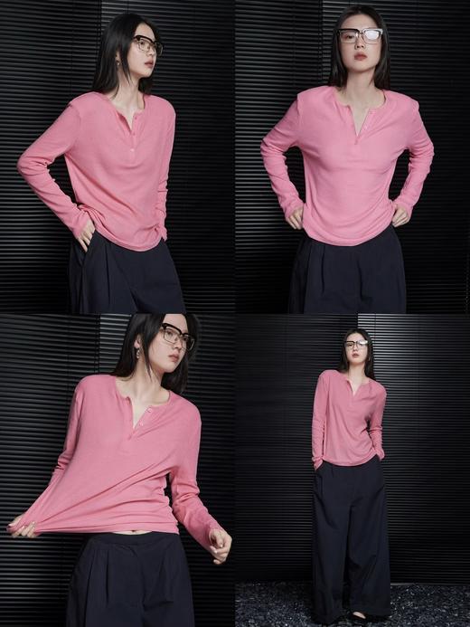 直发【JS3692836 】进口优可丝~ 树莓粉长袖气质针织衫上衣 商品图0