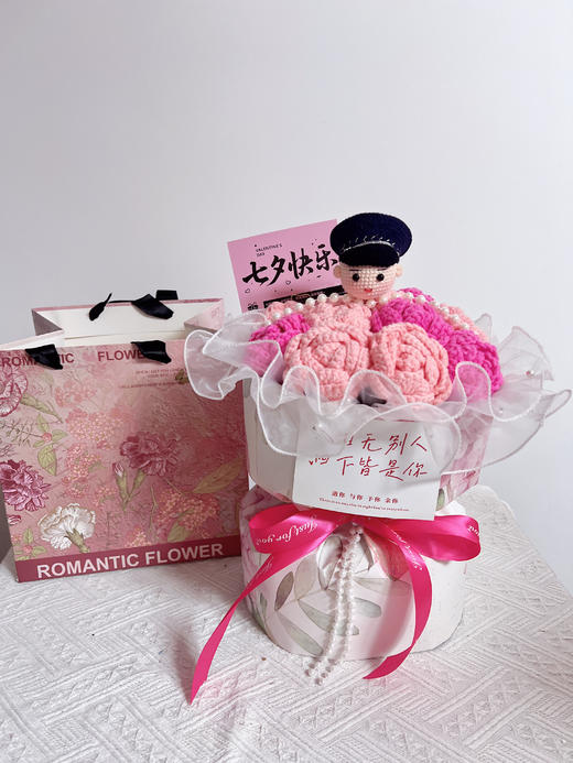 【DIY纯手工钩织11朵小玫瑰花束】纯手工钩织母亲节送礼小香风花束（手工产品不支持退换）LQQ 商品图7