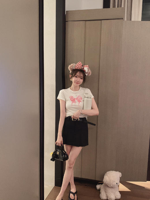 XS码 金蘑菇菇 Jennie好会穿 妮式穿搭/蝴蝶结短袖t恤 商品图2