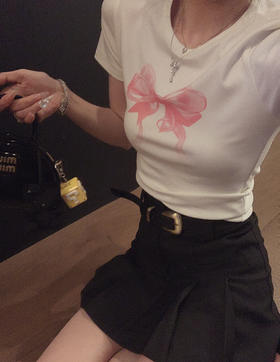 XS码 金蘑菇菇 Jennie好会穿 妮式穿搭/蝴蝶结短袖t恤