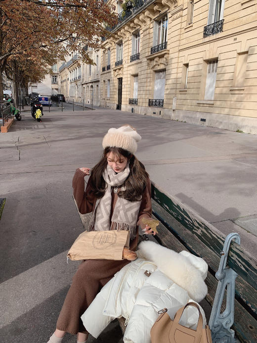 金蘑菇菇 懒人针织裙/ 极简慵懒宽松半高领毛衣裙 商品图9