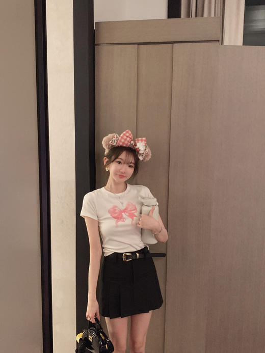 XS码 金蘑菇菇 Jennie好会穿 妮式穿搭/蝴蝶结短袖t恤 商品图1