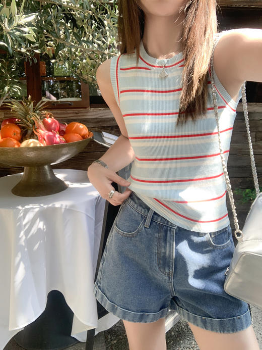 【129元任选2件】现货！2色高腰双扣牛仔裤宽松a字短裤 商品图5