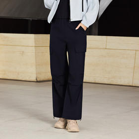 半身缘女裤 秋季宽松耐磨大口袋抽绳中直筒工装裤253102P17820032