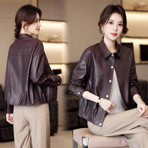 TC 23536皮衣外套夹克小个子机车真皮绵羊皮 商品图1