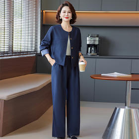 FW 8523小香风套装两件套小西装外套上衣阔腿裤