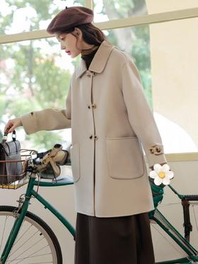 【高端系列】手工定制2352款100%绵羊毛双面尼门襟双粒扣大衣-喜出