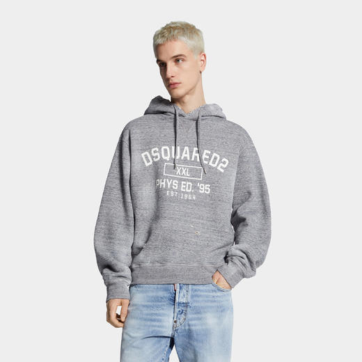 DSQUARED2 男士字母徽标印花棉质连帽卫衣 深灰色 S74GU0894 S25477 860M 商品图1