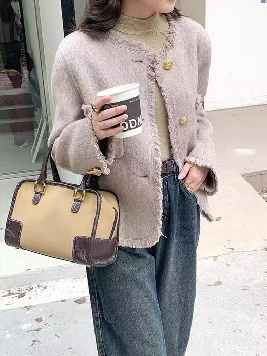 【高端系列】手工定制2319款70%绵羊毛短款流苏小香风双面尼外套-喜出 商品图0