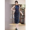 SKY 22761时尚改良新中式钻石绒挂脖露肩旗袍 商品缩略图3