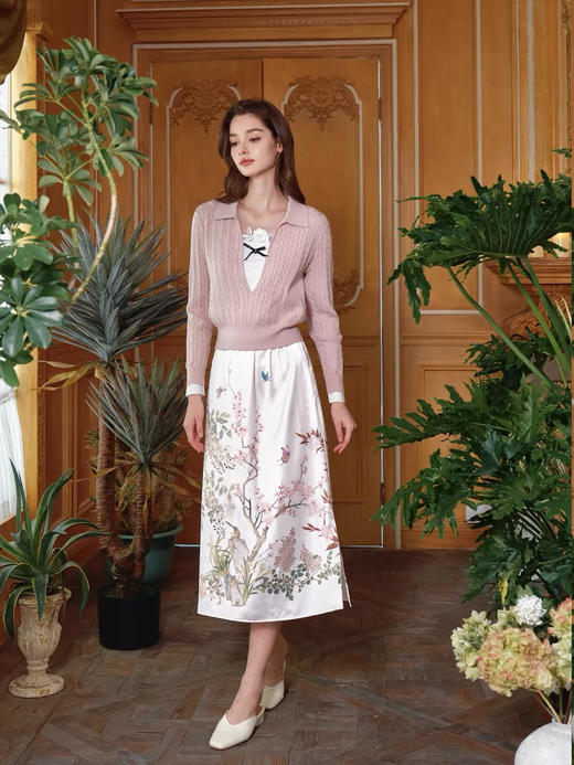 故宫宫廷系列粉色定位印花两面穿半裙 商品图1