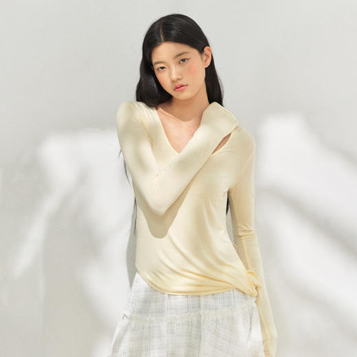 Ariseism 美式复古设计感长袖T恤女秋季新款修身上衣 商品图2